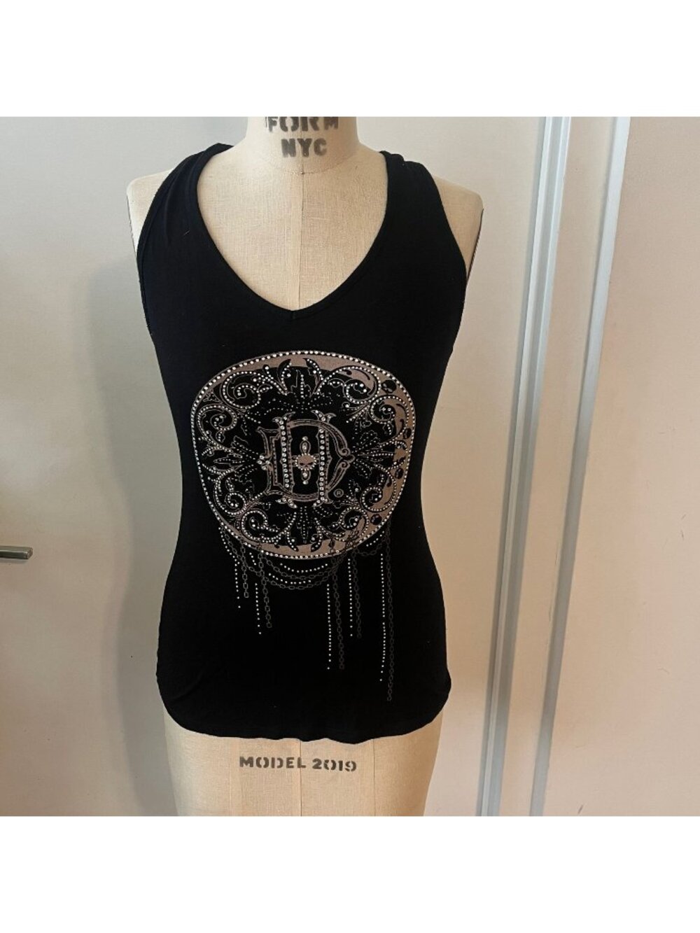 HARLEY DAVIDSON Rhinestone and Lace Racerback Tank Size Small